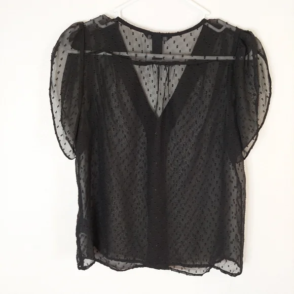 H&M sheer blouse, button front, puff short sleeve, size 12 - Picture 4 of 4